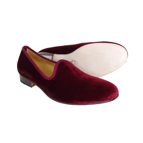 Del Toro Men's Merlot Red Velvet Slippers, Handmade in Italy, size 10 - Picture 1 of 4